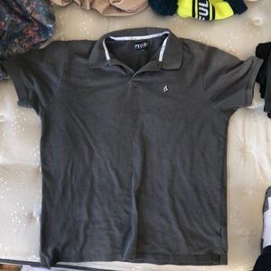 Grey Volcom collared shirt sleeve tee shirt